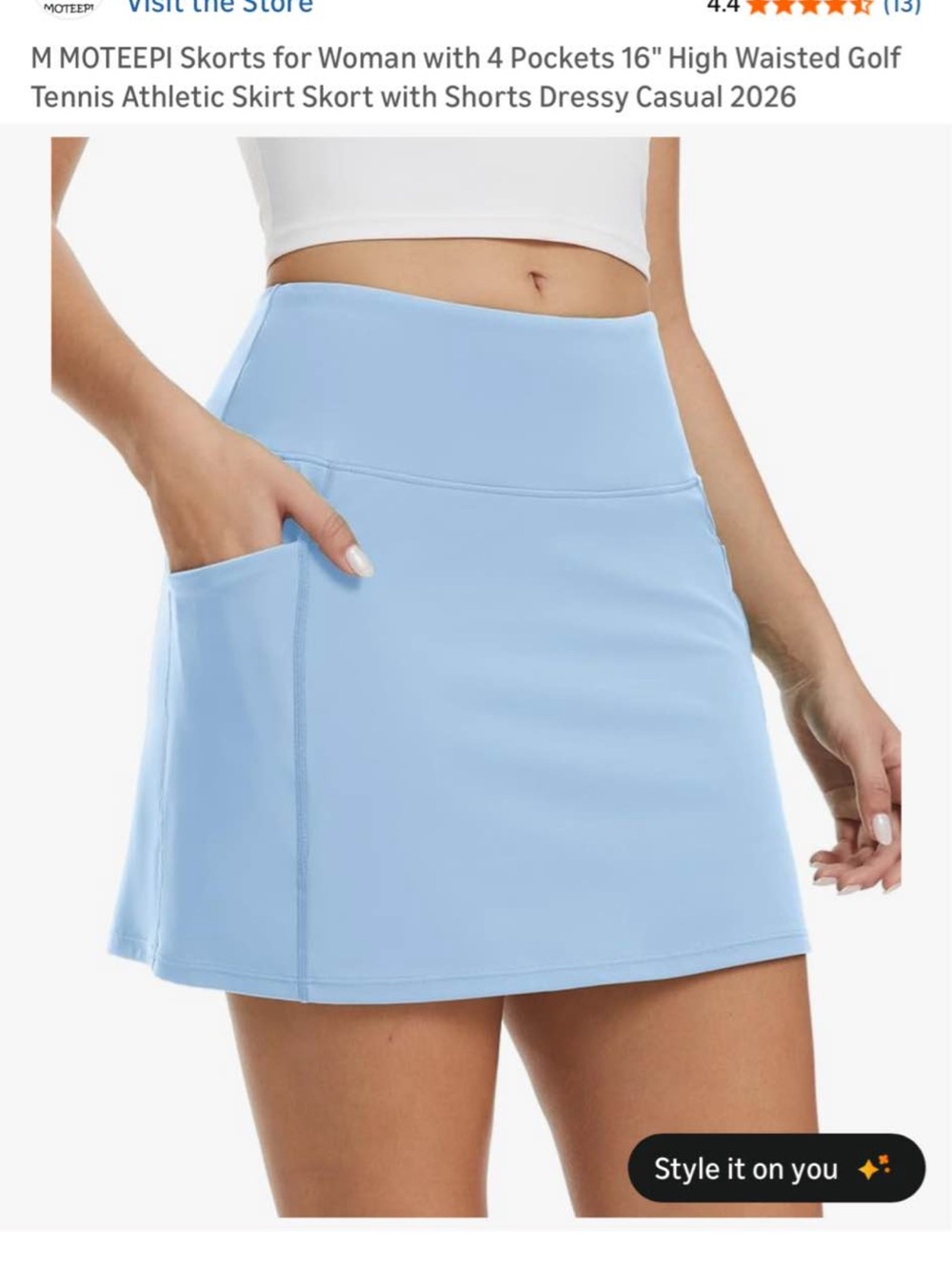 Women’s Light Blue Skater Skort - Performance Circle Skirt